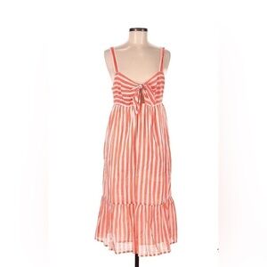 Oliphant Stripe Front Tie Midi Tiered Dress